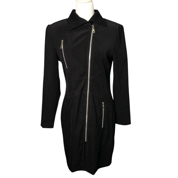 Joseph Ribkoff Dresses & Skirts - Vintage Joseph Ribkoff Womens 6 Black Long Sleeve Asymmetric Zipper Detail Dress